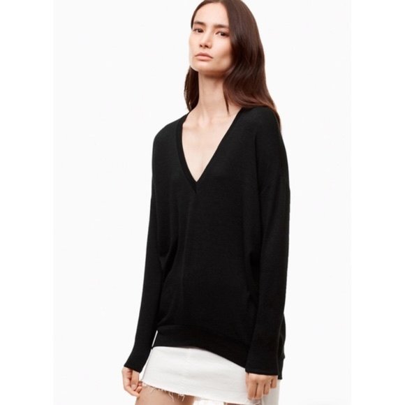 Wilfred Free Devinette V-Neck Sweater Black sz S